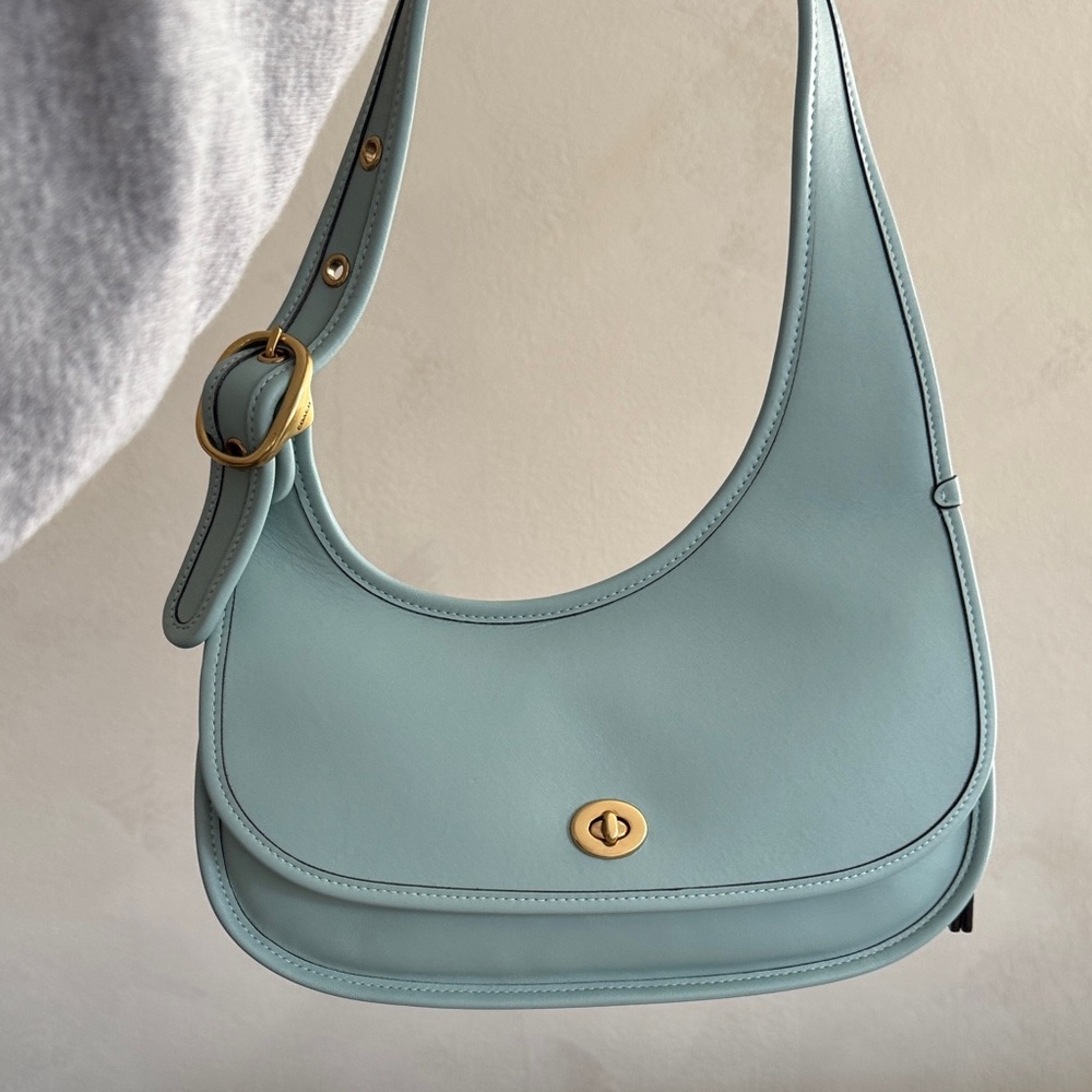 Cashin Carry Small Leather Crescent Bag- light blue